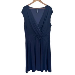 Chaps Blue Faux Wrap Dress Sleeveless Size 20W